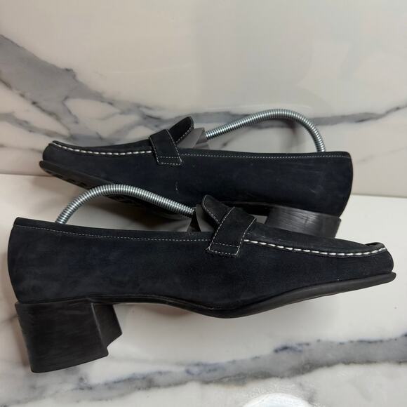 Aerosoles Women's Black Leather Career Leader Heeled Loafers Sz 8 Minimalist - Picture 5 of 7